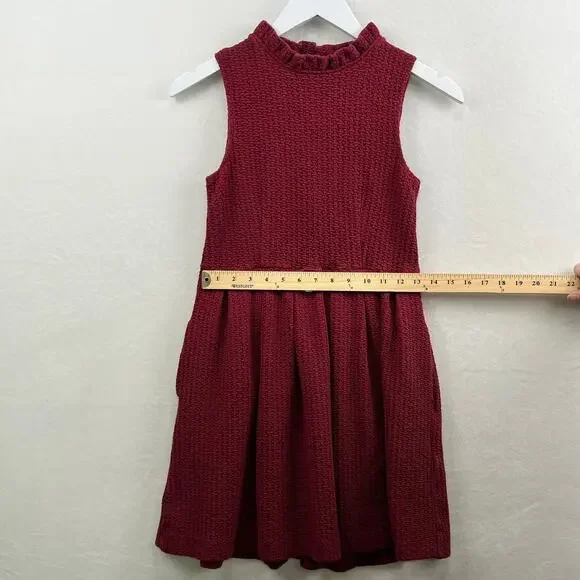 Anthropologie Ganni Burgundy Pinnacle Pleated Sleeveless Fit & Flare Dress  XS - Picture 8 of 15